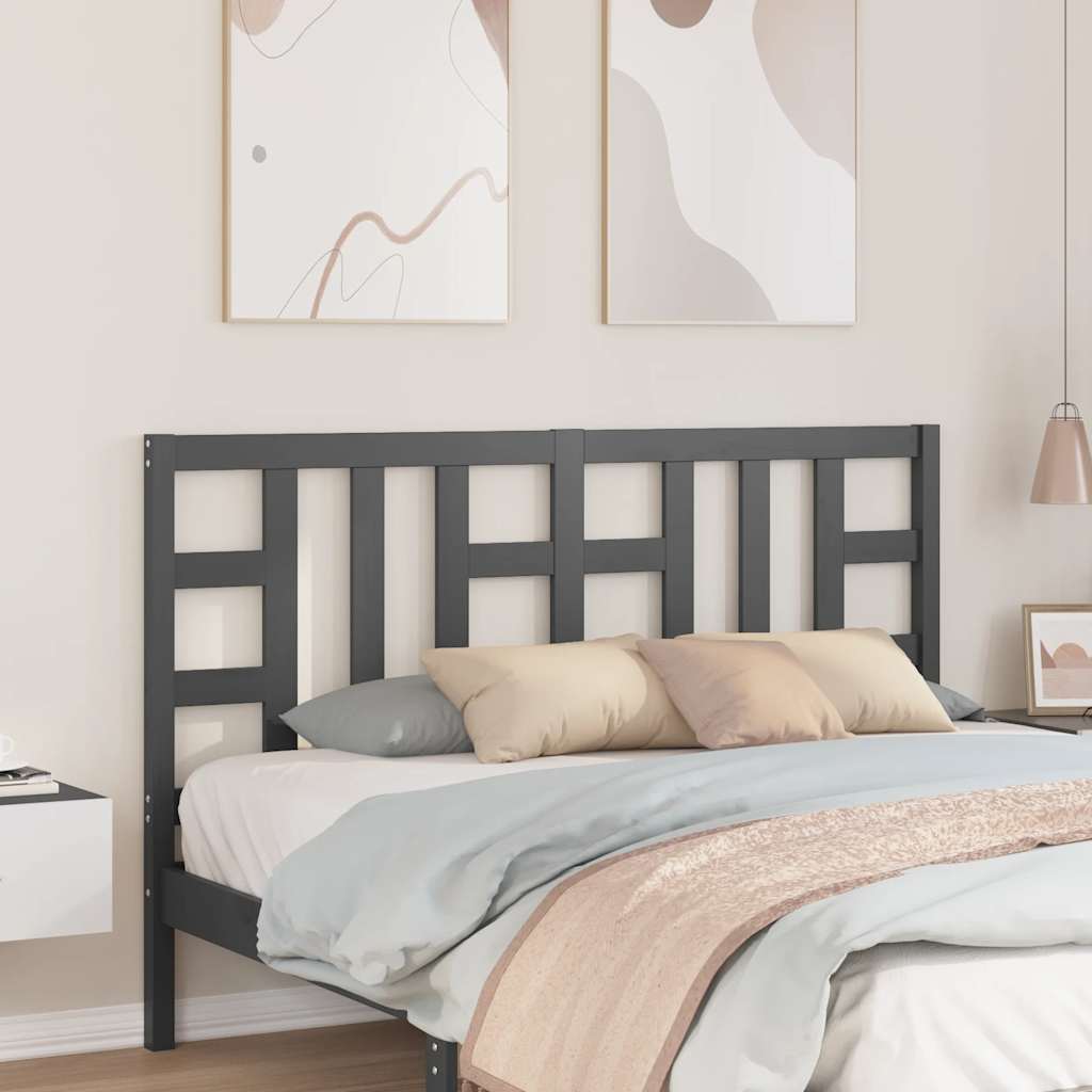 vidaXL Bed Headboard Grey 166x4x100 cm Solid Wood Pine