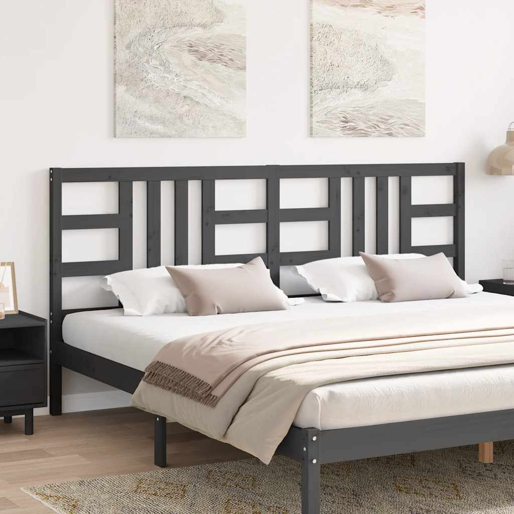 vidaXL Bed Headboard Grey 206x4x100 cm Solid Wood Pine
