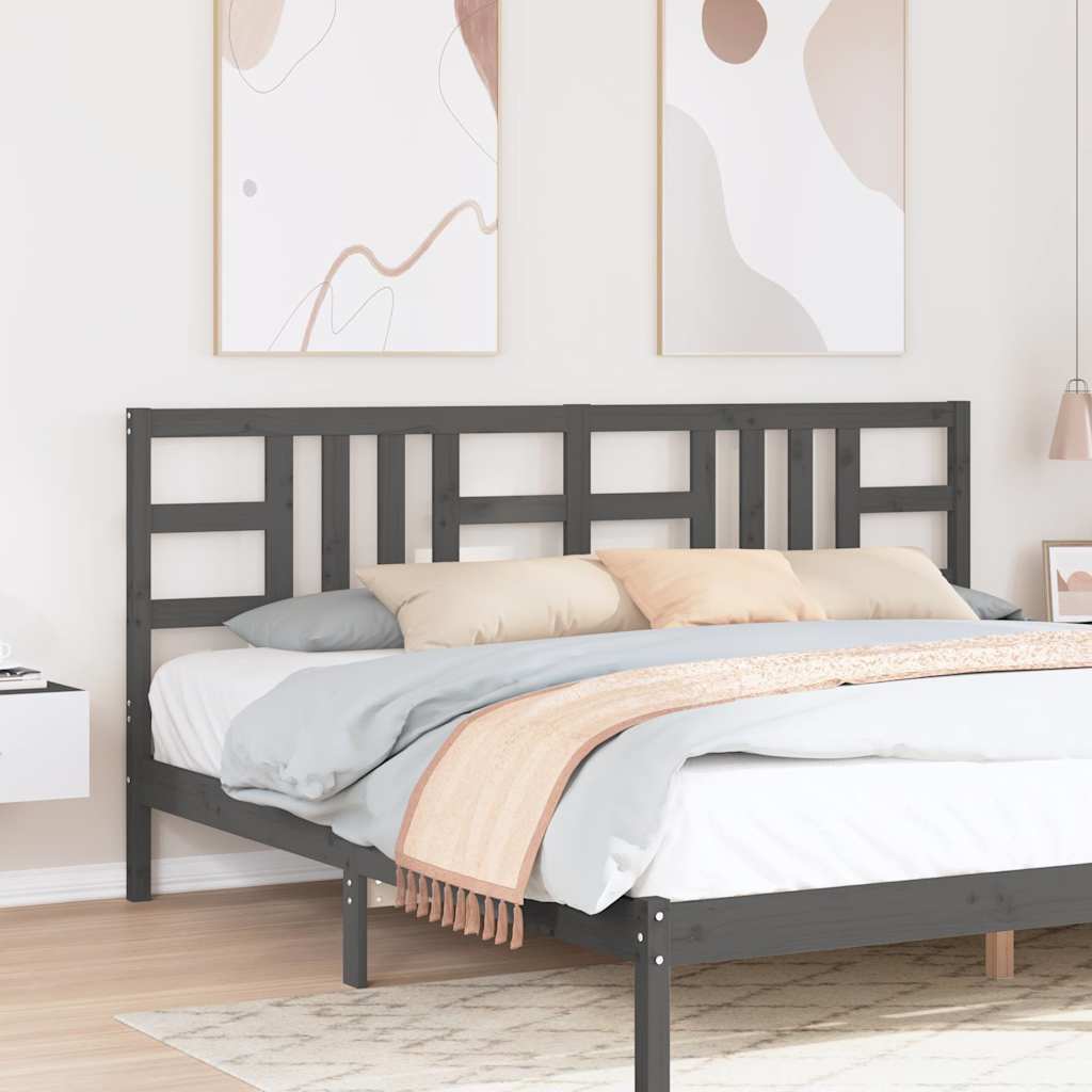 vidaXL Bed Headboard Grey 206x4x100 cm Solid Wood Pine