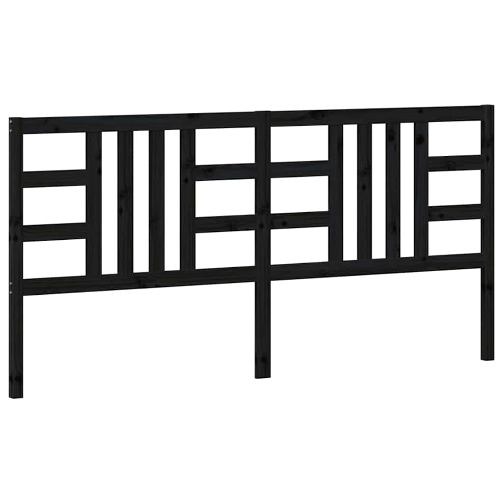vidaXL Bed Headboard Black 206x4x100 cm Solid Wood Pine