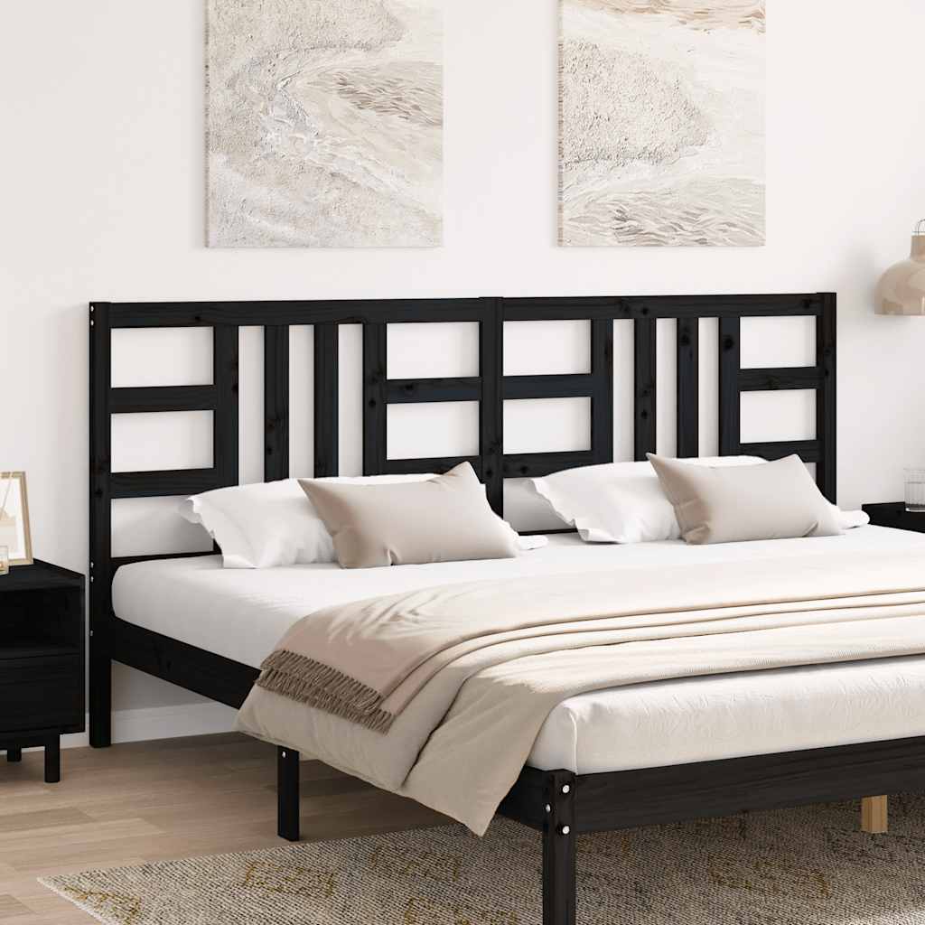 vidaXL Bed Headboard Black 206x4x100 cm Solid Wood Pine
