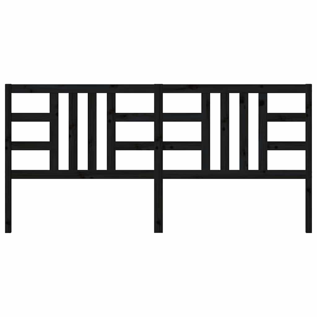 vidaXL Bed Headboard Black 206x4x100 cm Solid Wood Pine