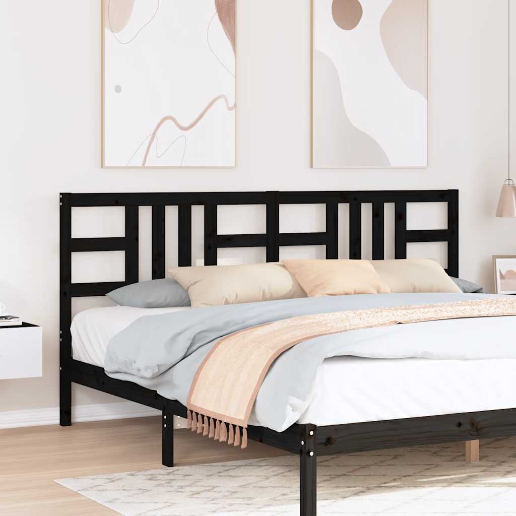 vidaXL Bed Headboard Black 206x4x100 cm Solid Wood Pine