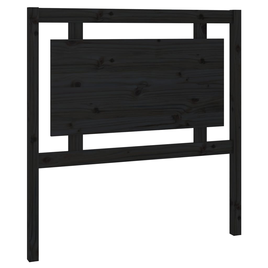 vidaXL Bed Headboard | Black | Solid Pine Wood | Standard | Decorative Inlays