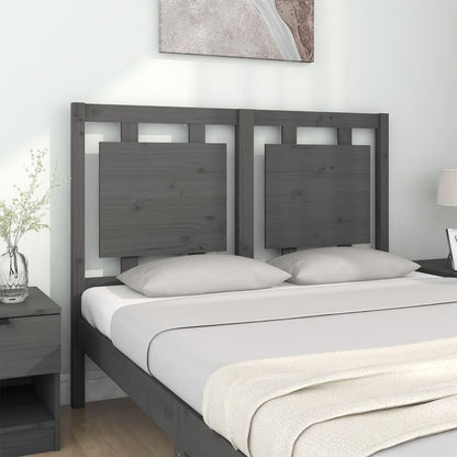 vidaXL Bed Headboard | Grey | Solid Pine Wood | Large | Decorative Inlays