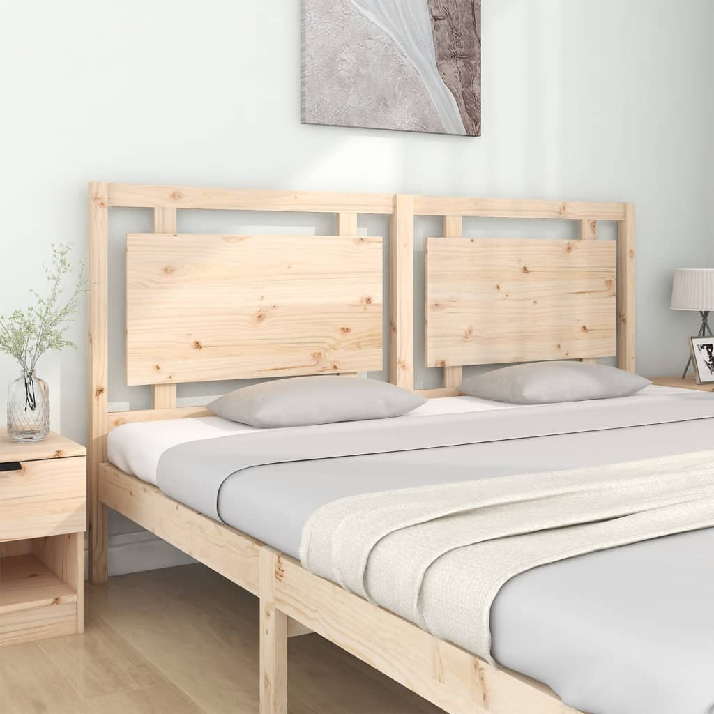 vidaXL Bed Headboard | Natural | Solid Pine Wood | Decorative Inlays