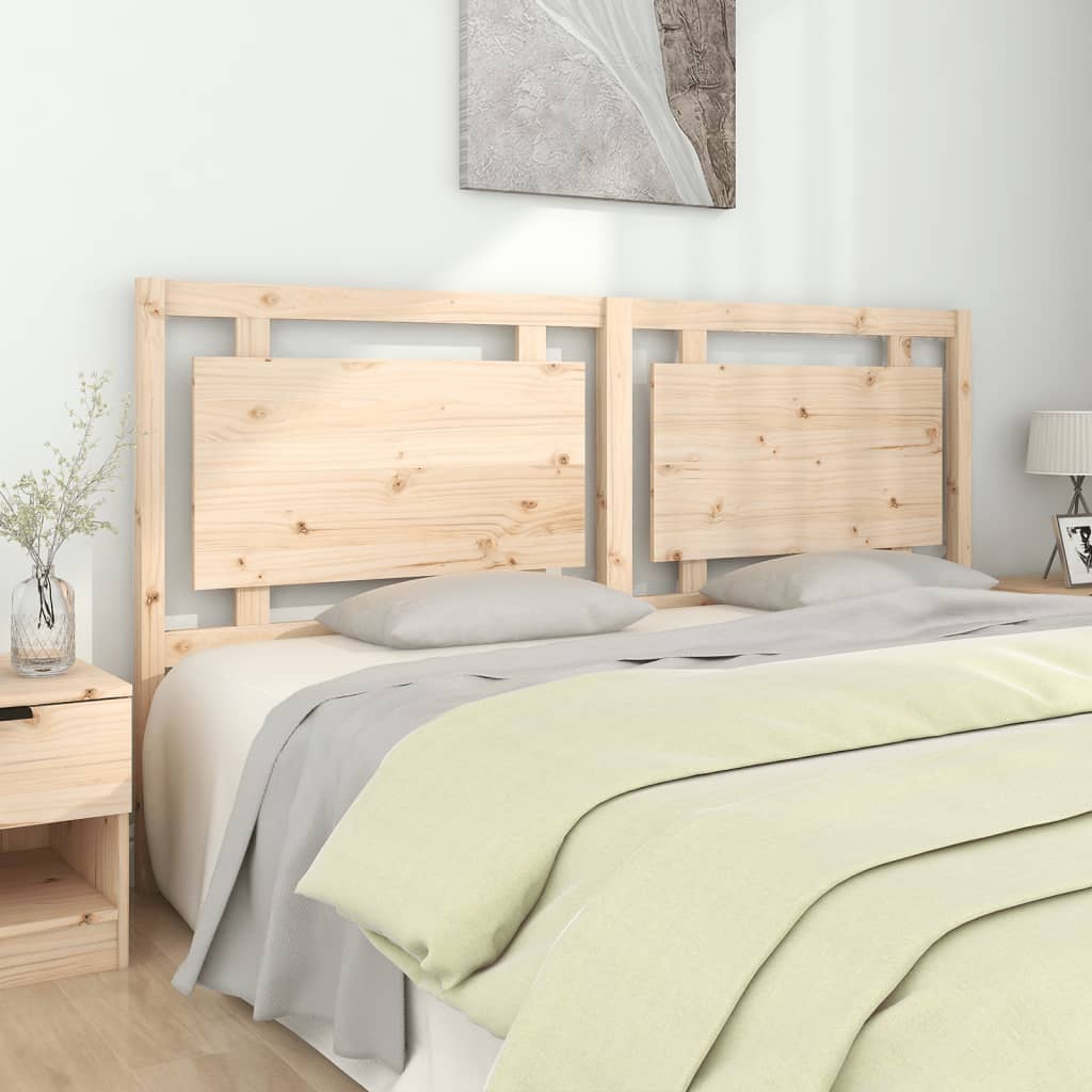 vidaXL Bed Headboard | Natural | Solid Pine Wood | Decorative Inlays