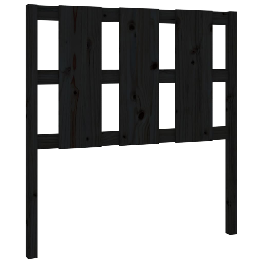 vidaXL Bed Headboard | Black | Solid Pine Wood | Medium | Decorative Inlays