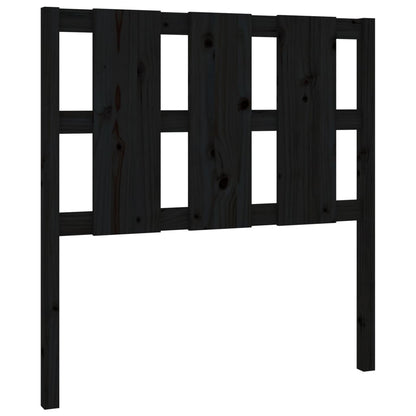 vidaXL Bed Headboard | Black | Solid Pine Wood | Medium | Decorative Inlays