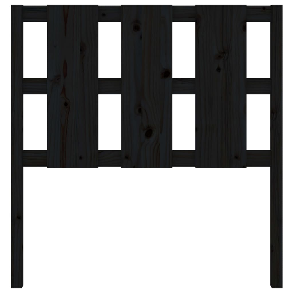 vidaXL Bed Headboard | Black | Solid Pine Wood | Medium | Decorative Inlays
