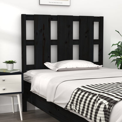 vidaXL Bed Headboard | Black | Solid Pine Wood | Medium | Decorative Inlays