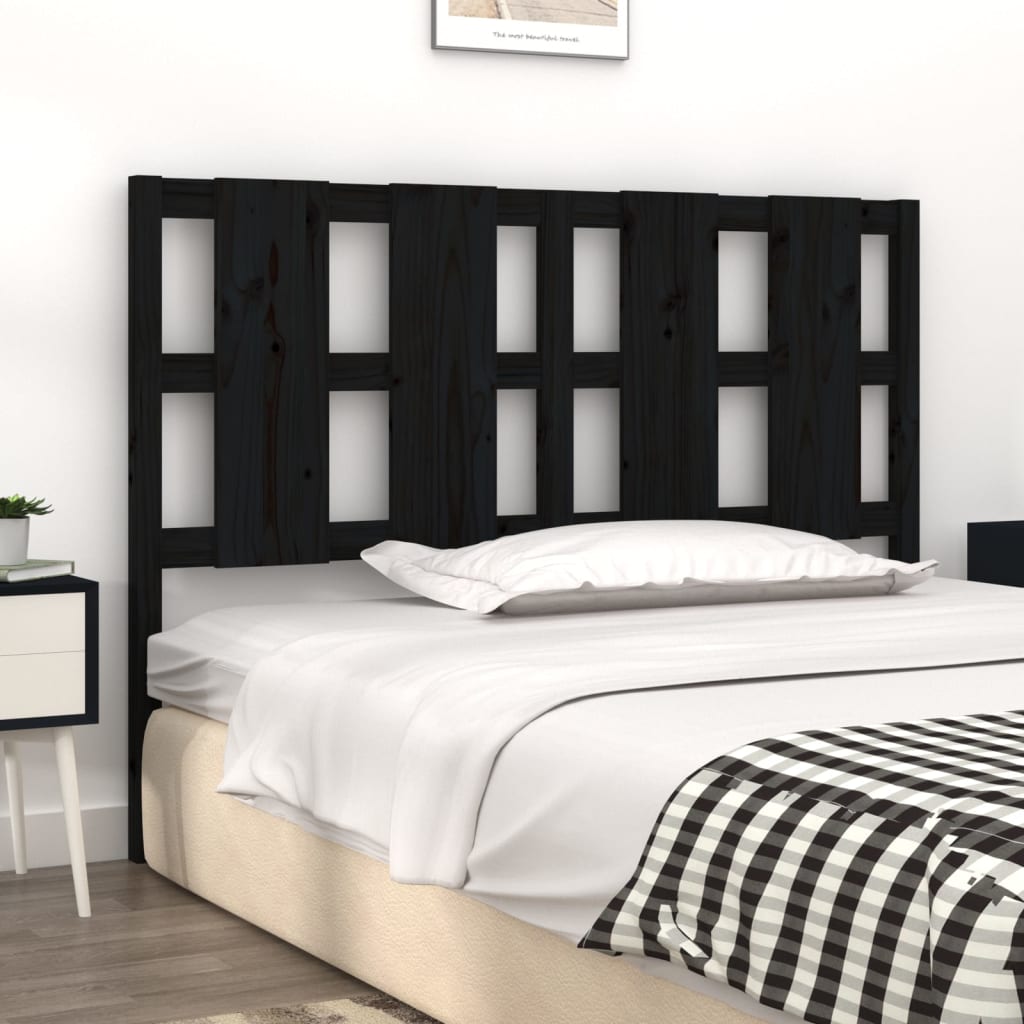 vidaXL Bed Headboard Black 145.5x4x100 cm Solid Wood Pine