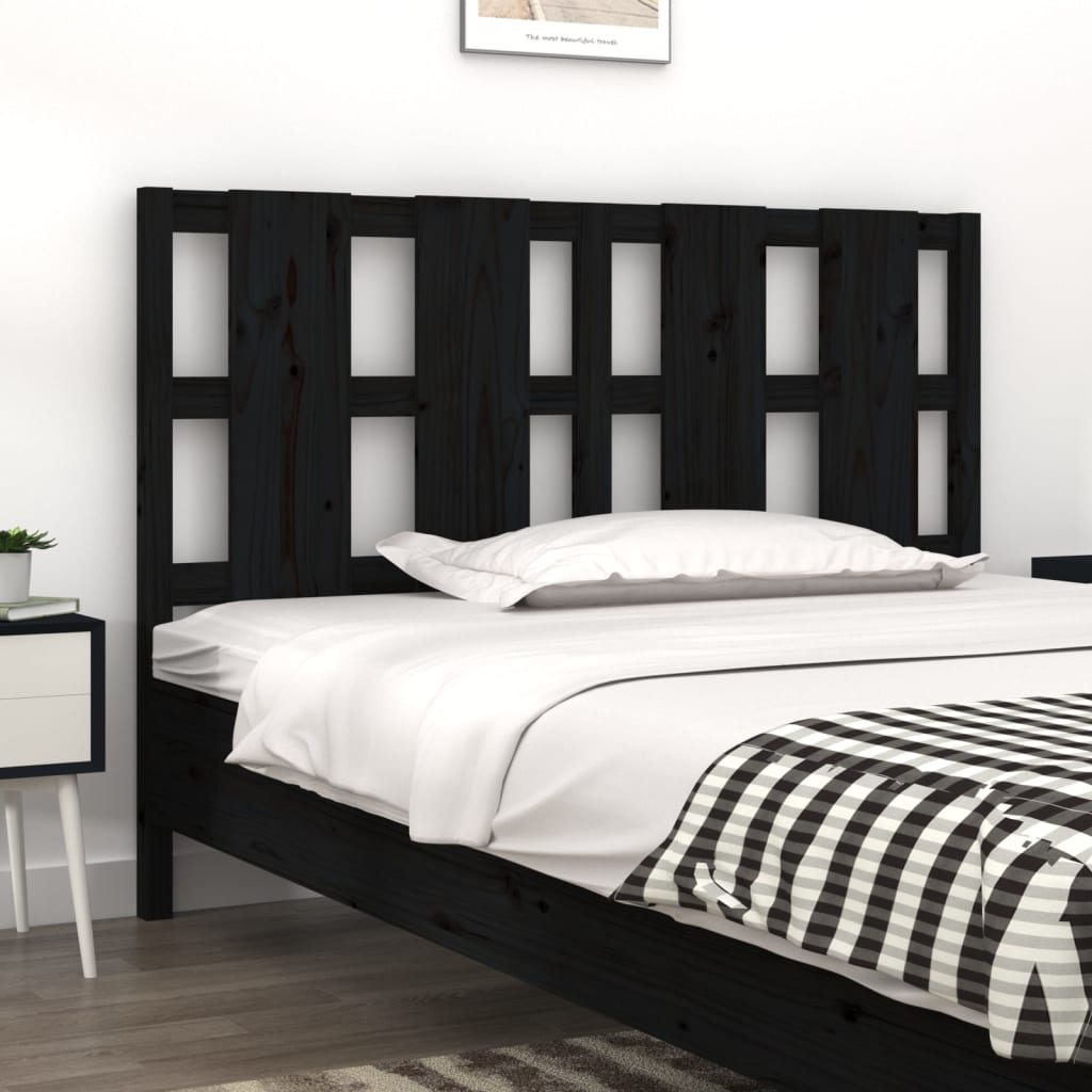 vidaXL Bed Headboard Black 145.5x4x100 cm Solid Wood Pine