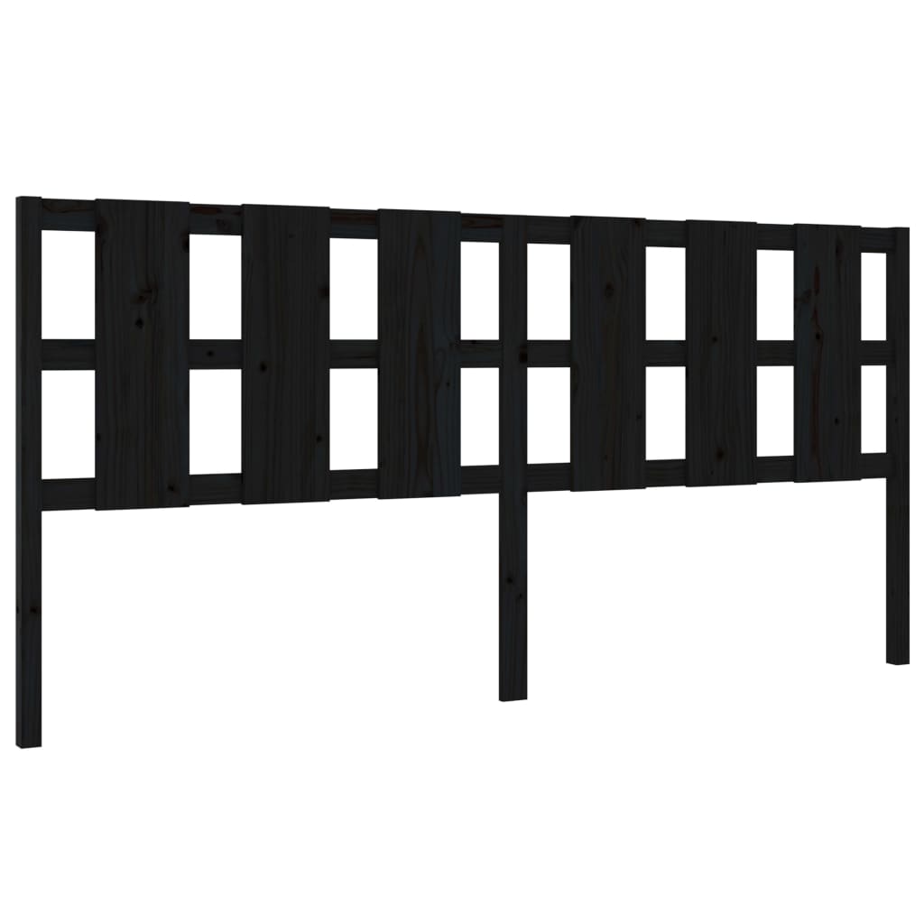 vidaXL Bed Headboard Black 205.5x4x100 cm Solid Wood Pine