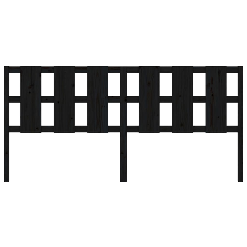 vidaXL Bed Headboard Black 205.5x4x100 cm Solid Wood Pine