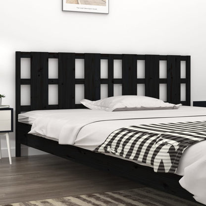vidaXL Bed Headboard Black 205.5x4x100 cm Solid Wood Pine
