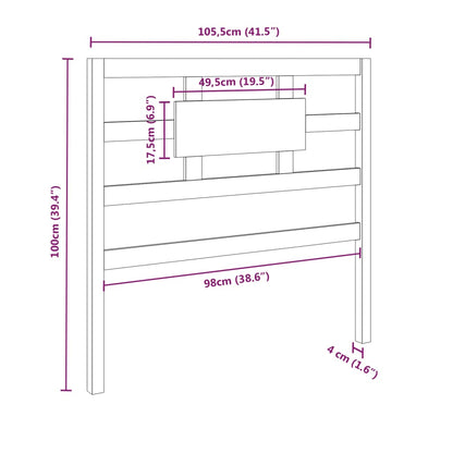 vidaXL Bed Headboard Grey 105.5x4x100 cm Solid Wood Pine
