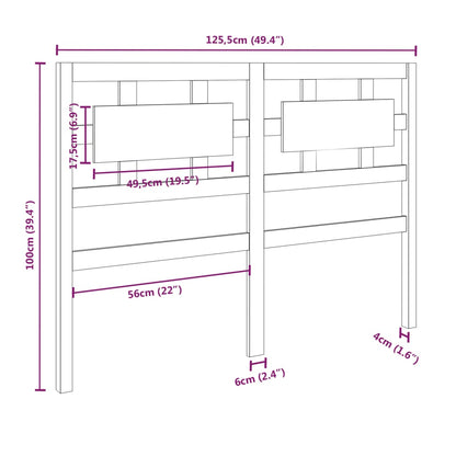 vidaXL Bed Headboard Honey Brown 125.5x4x100 cm Solid Wood Pine