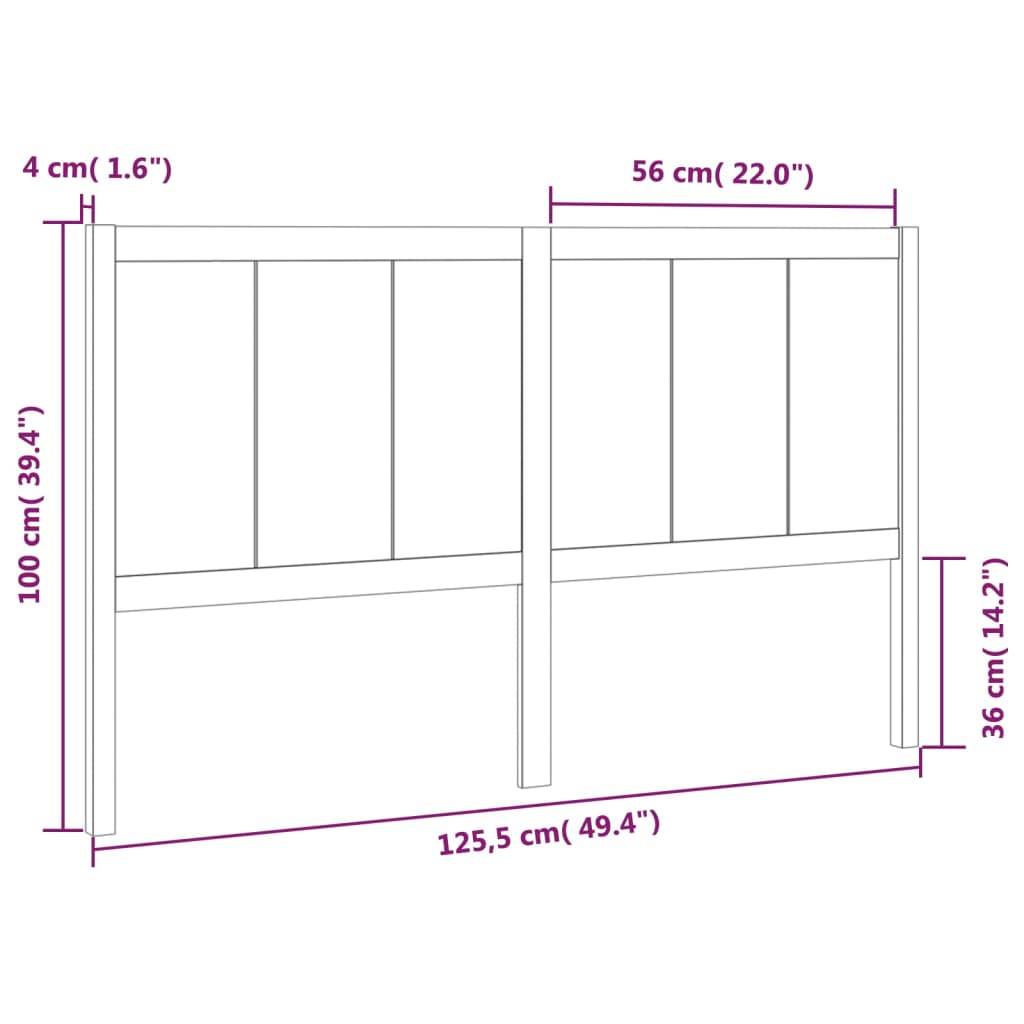 vidaXL Bed Headboard 125.5x4x100 cm Solid Pine Wood