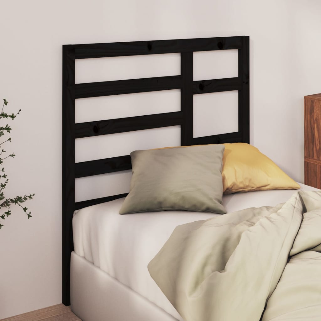 vidaXL Bed Headboard Black 106x4x104 cm Solid Wood Pine