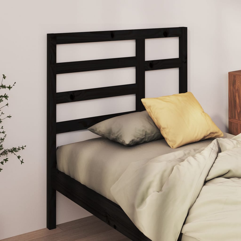 vidaXL Bed Headboard Black 106x4x104 cm Solid Wood Pine