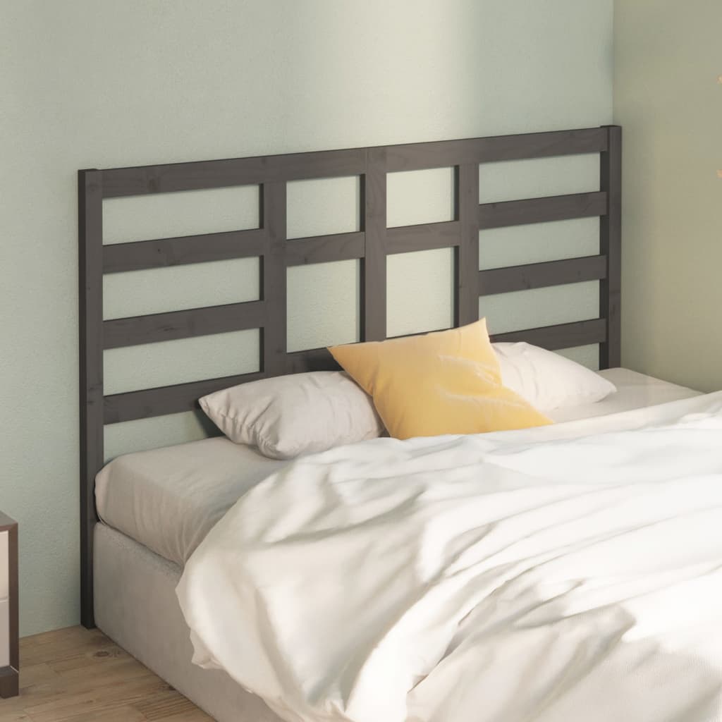 vidaXL Bed Headboard Grey 141x4x104 cm Solid Wood Pine
