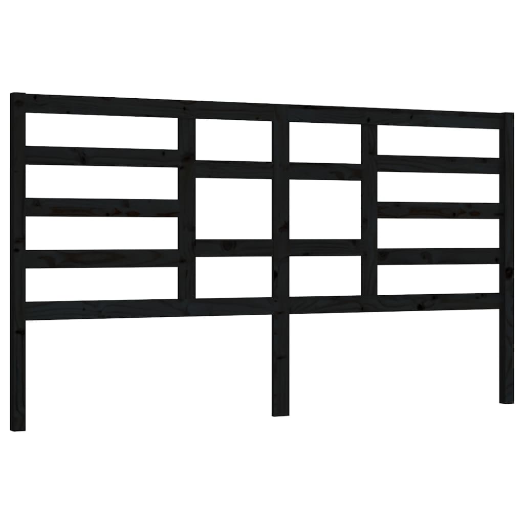 vidaXL Bed Headboard Black 206x4x104 cm Solid Wood Pine