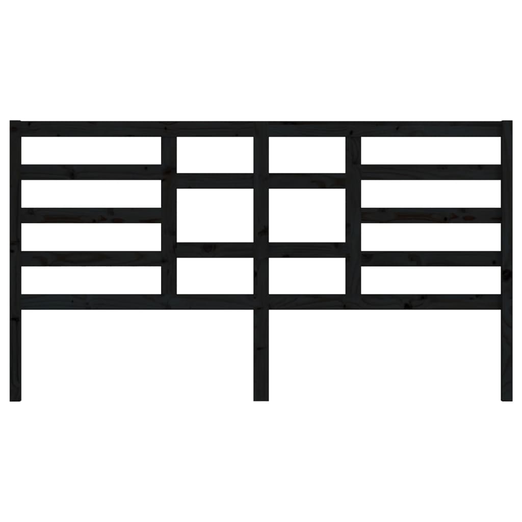 vidaXL Bed Headboard Black 206x4x104 cm Solid Wood Pine