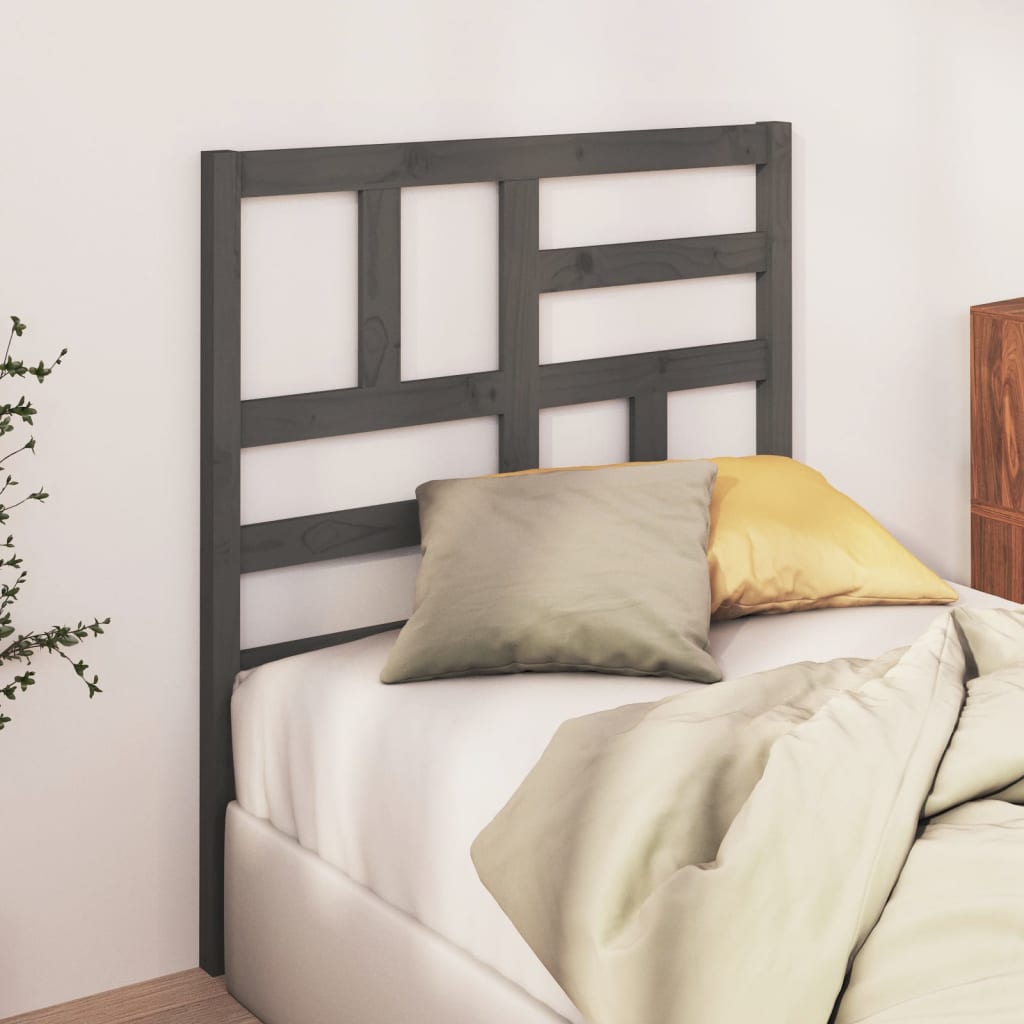 818167 vidaXL Bed Headboard Grey 81x4x104 cm Solid Wood Pine