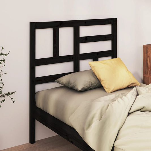 818174 vidaXL Bed Headboard Black 96x4x104 cm Solid Wood Pine