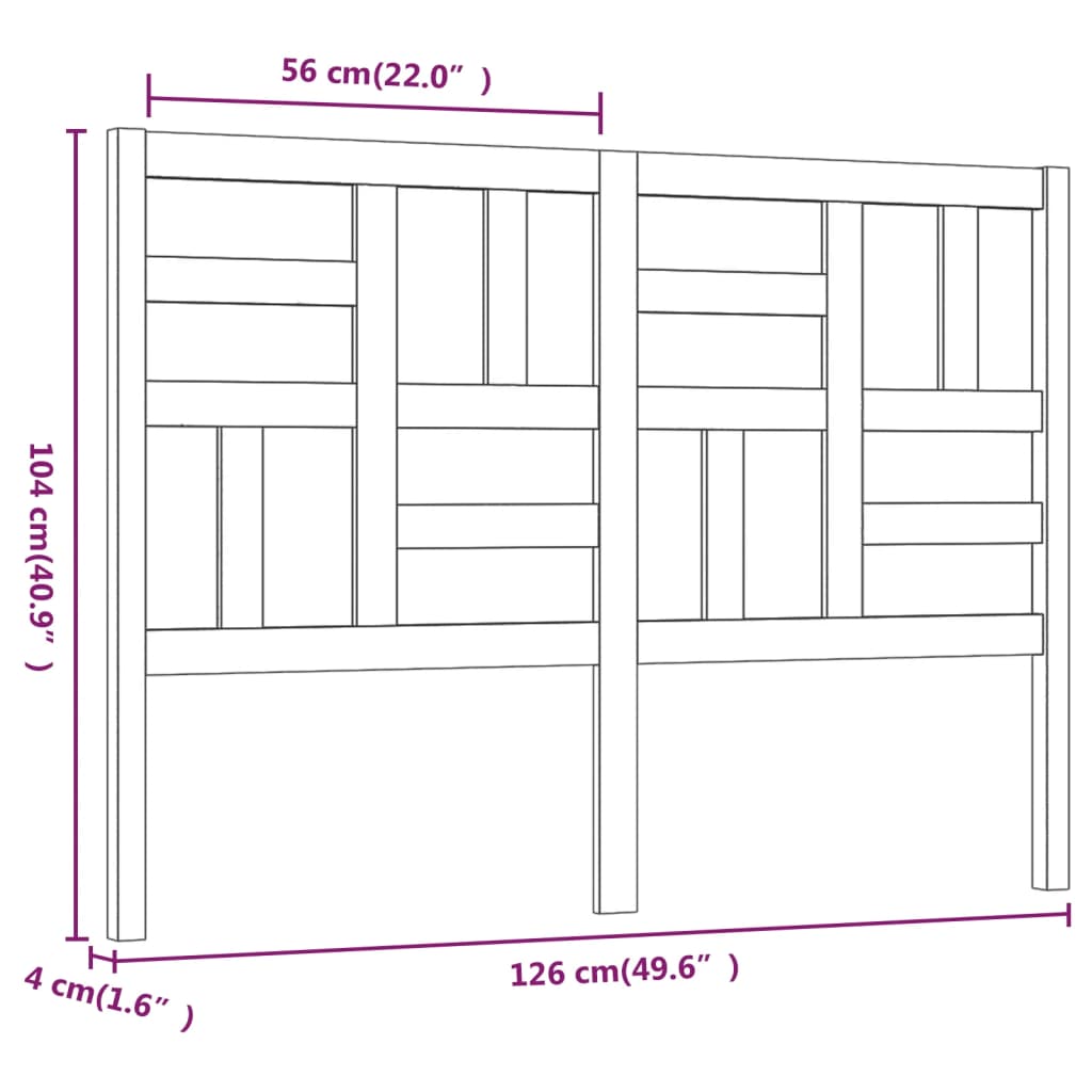 818180 vidaXL Bed Headboard 126x4x104 cm Solid Wood Pine