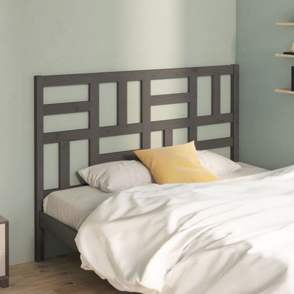 818182 vidaXL Bed Headboard Grey 126x4x104 cm Solid Wood Pine