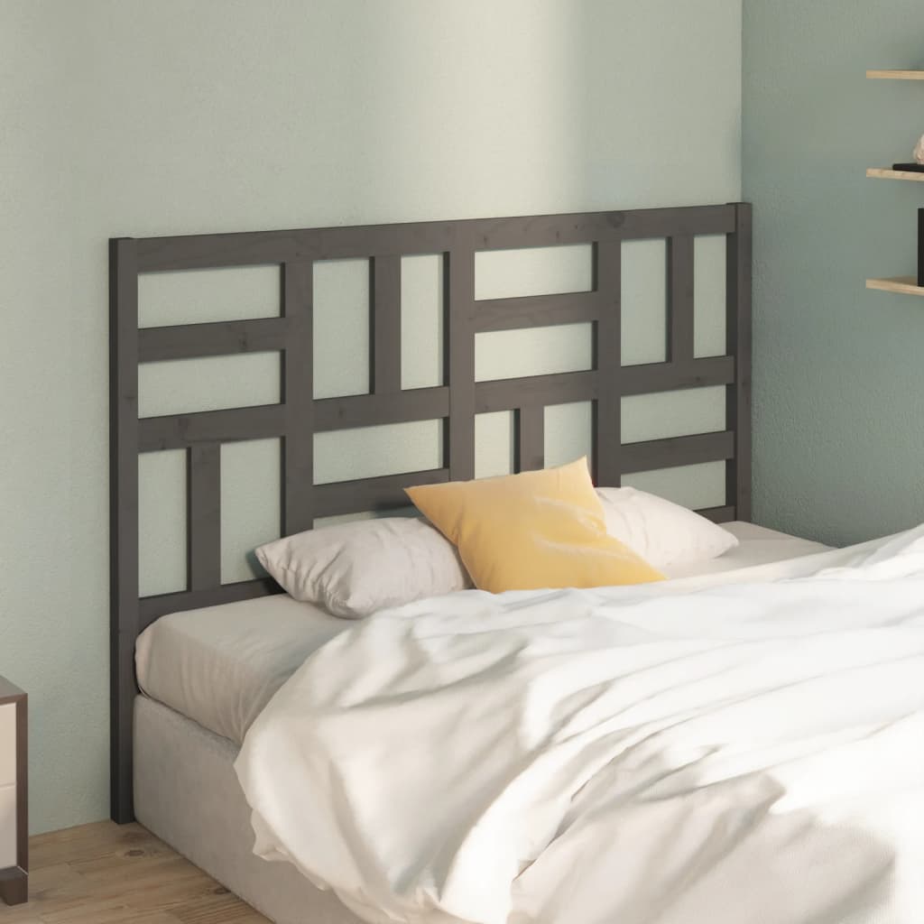 818182 vidaXL Bed Headboard Grey 126x4x104 cm Solid Wood Pine