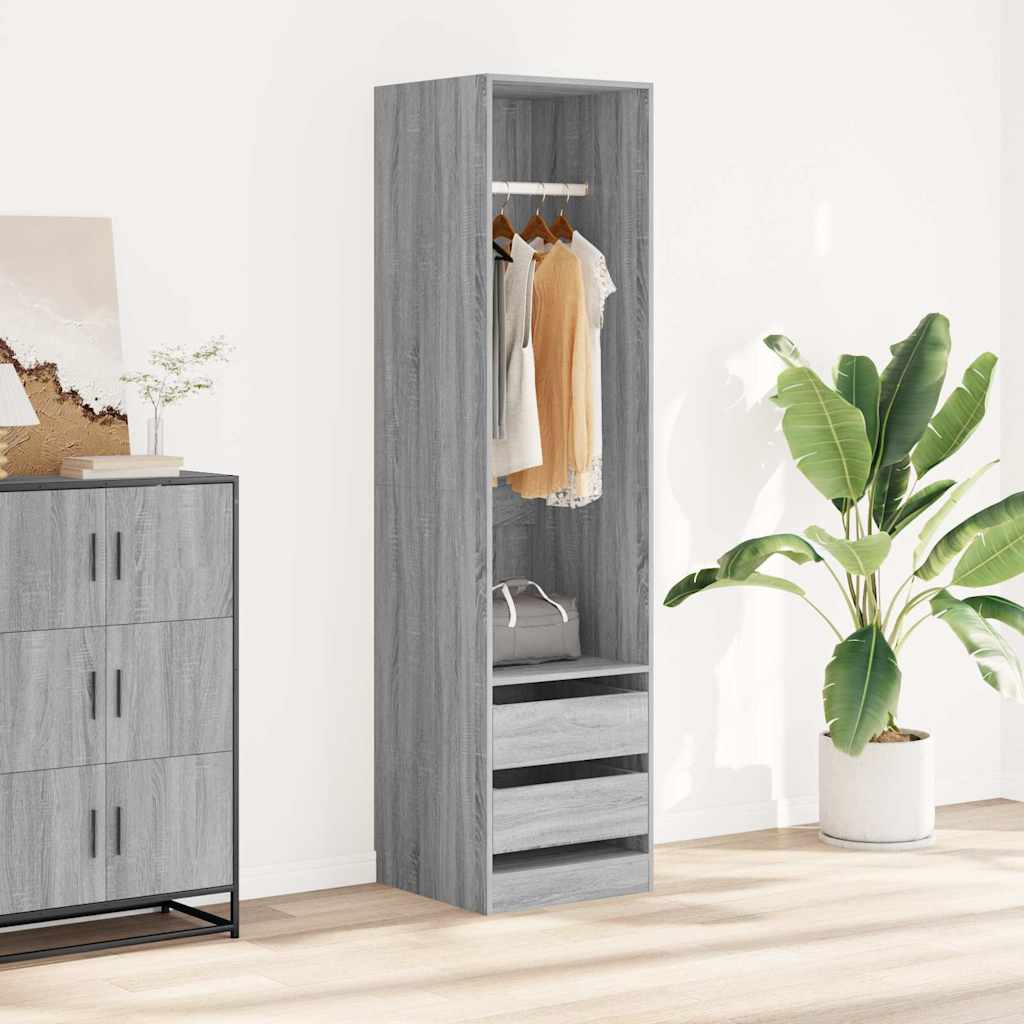815349 vidaXL Wardrobe with Drawers Grey Sonoma 50x50x200 cm Engineered Wood