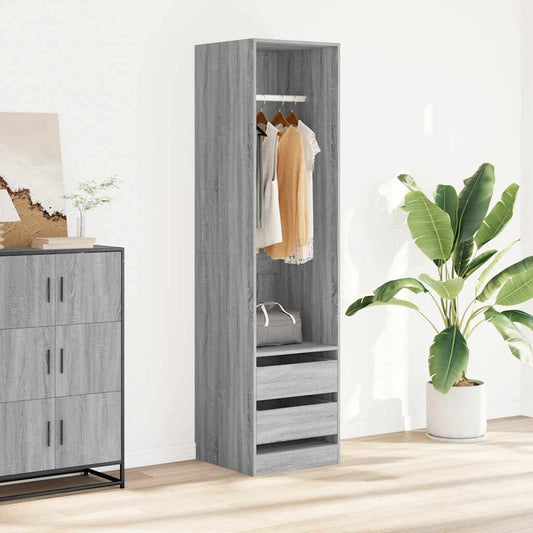 vidaXL Wardrobe with Drawers Grey Sonoma 50x50x200 cm Engineered Wood