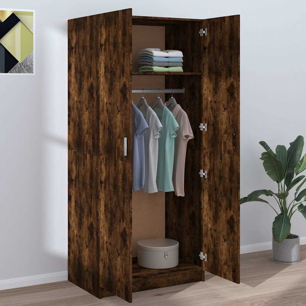 vidaXL Wardrobe Smoked Oak 80x52x180 cm Engineered Wood