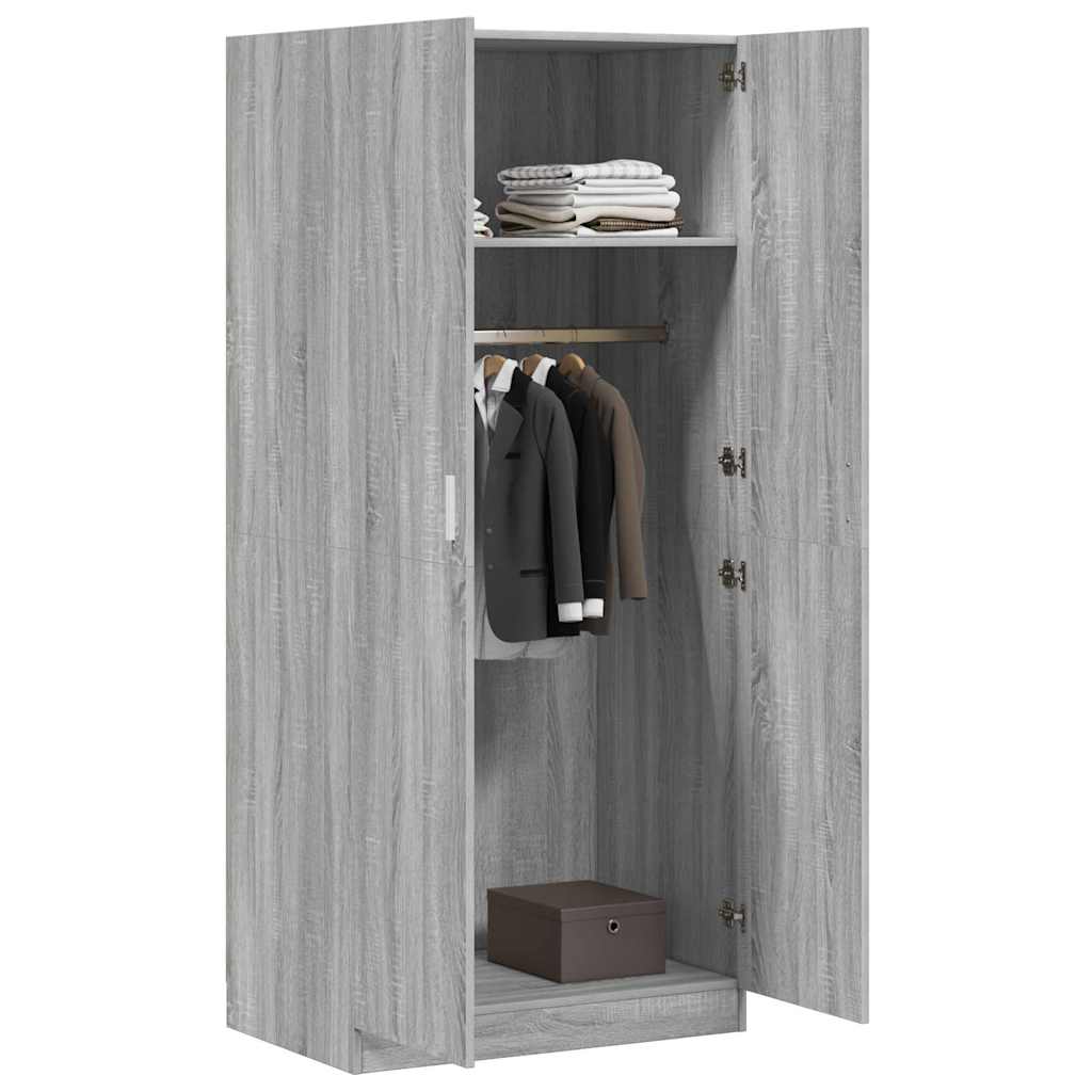 vidaXL Wardrobe Grey Sonoma 80x52x180 cm Engineered Wood