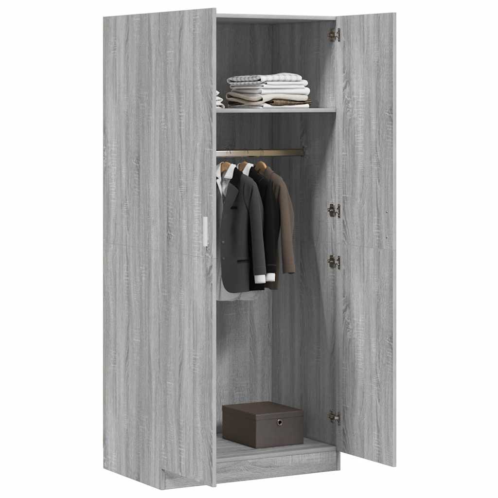 vidaXL Wardrobe Grey Sonoma 80x50x180 cm Engineered Wood