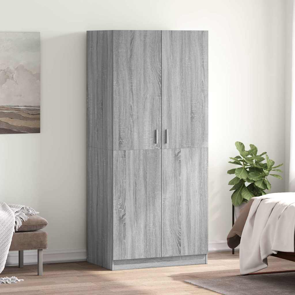 vidaXL Wardrobe Grey Sonoma 80x52x180 cm Engineered Wood