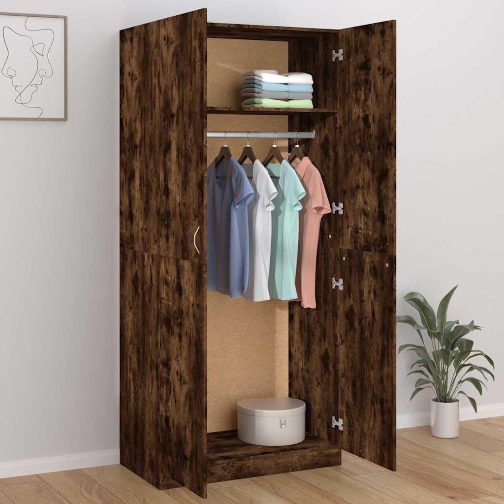 vidaXL Wardrobe Smoked Oak 90x52x200 cm Engineered Wood