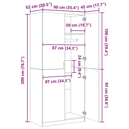 vidaXL Wardrobe Smoked Oak 90x50x200 cm Engineered Wood