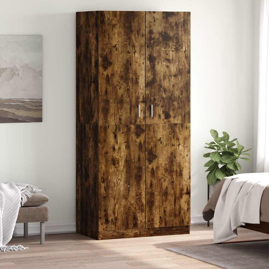 vidaXL Wardrobe Smoked Oak 90x52x200 cm Engineered Wood