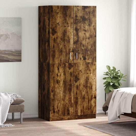vidaXL Wardrobe Smoked Oak 90x52x200 cm Engineered Wood