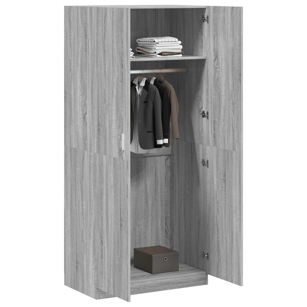 vidaXL Wardrobe Grey Sonoma 90x50x200 cm Engineered Wood