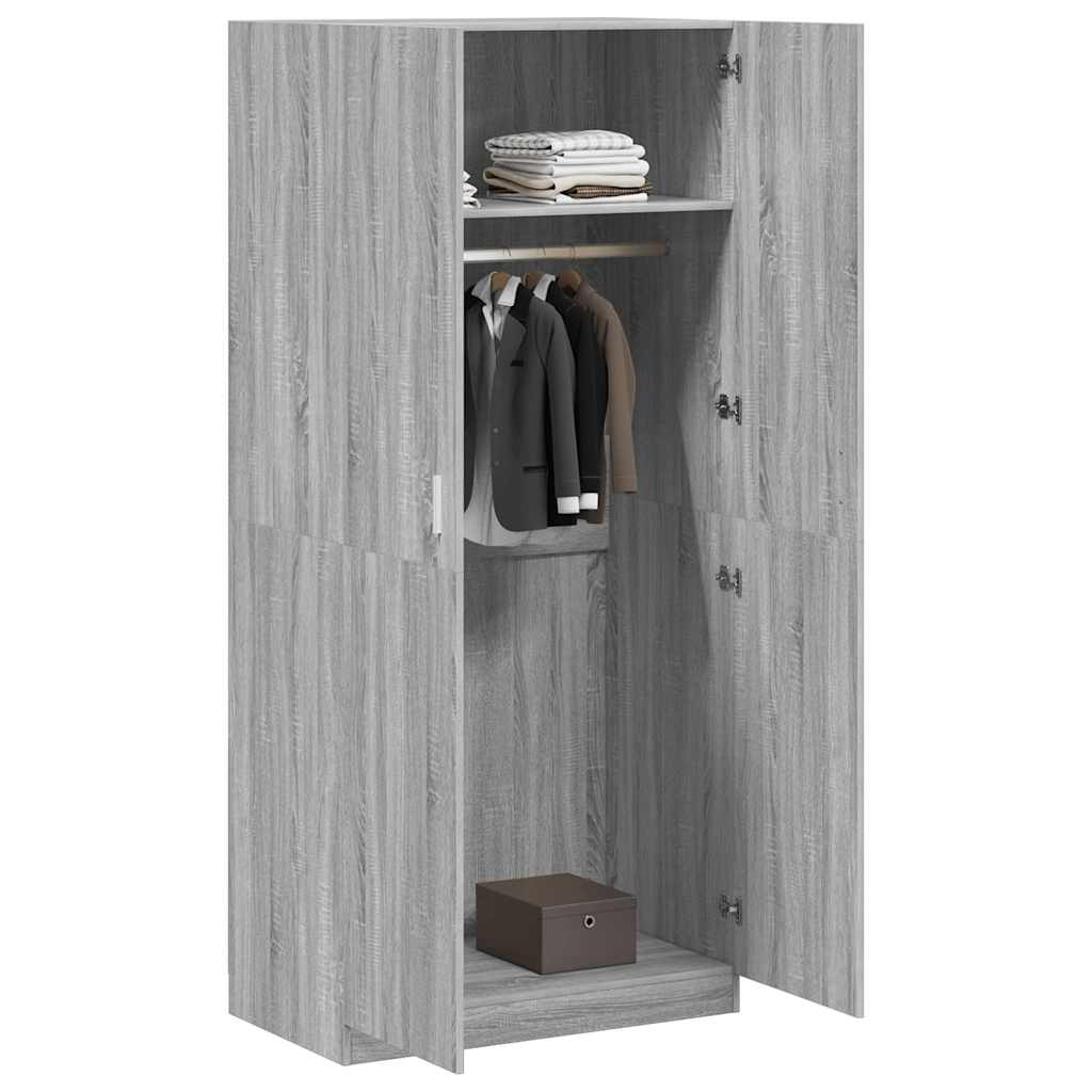 815355 vidaXL Wardrobe Grey Sonoma 90x52x200 cm Engineered Wood