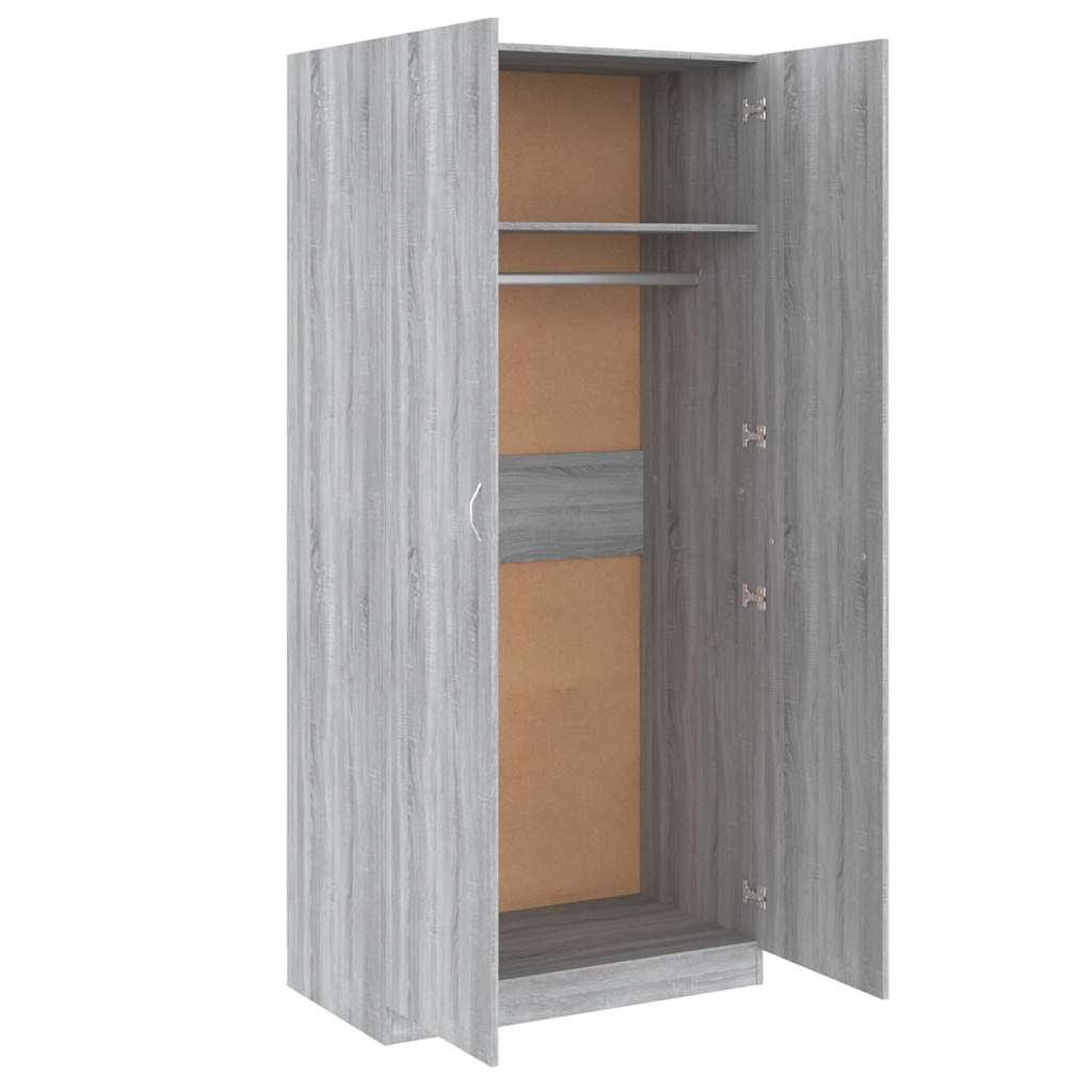 815355 vidaXL Wardrobe Grey Sonoma 90x52x200 cm Engineered Wood