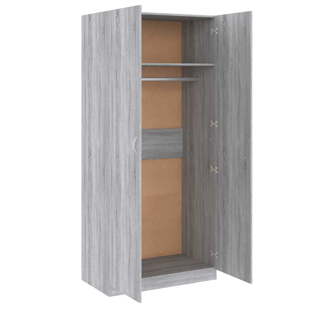 815355 vidaXL Wardrobe Grey Sonoma 90x52x200 cm Engineered Wood