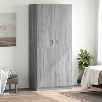 815355 vidaXL Wardrobe Grey Sonoma 90x52x200 cm Engineered Wood