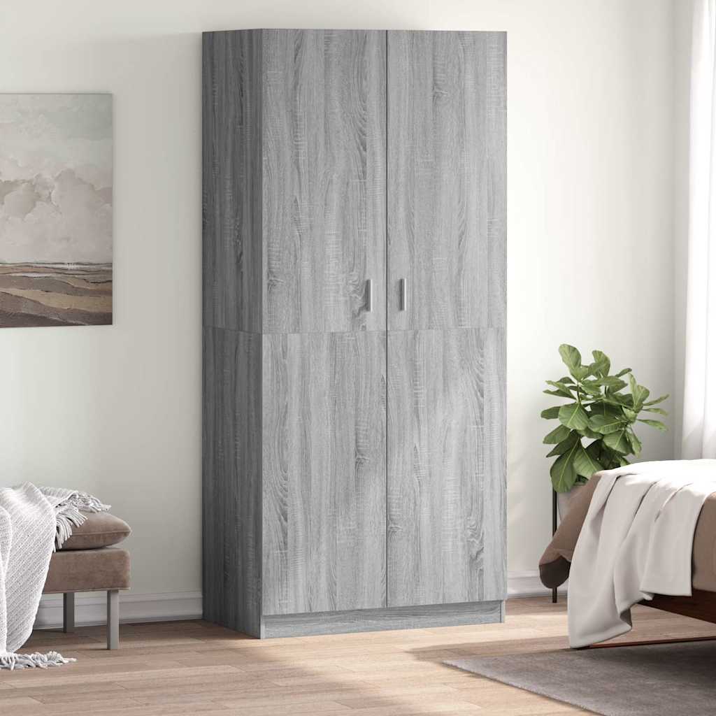 815355 vidaXL Wardrobe Grey Sonoma 90x52x200 cm Engineered Wood