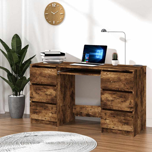 vidaXL Writing Desk | Smoked Oak | Engineered Wood | 140x50x77 cm | Writing Desk